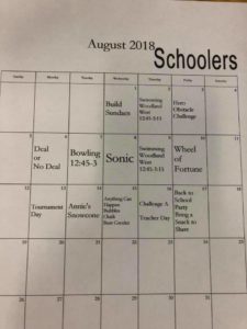 August Schooler Calendar